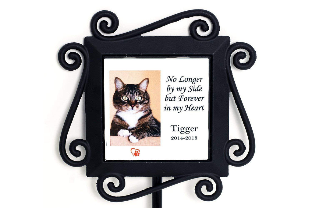 Wrought Iron Pet Memorial Garden Stake with Personalized Ceramic Tile Insert - Cades and Birch 