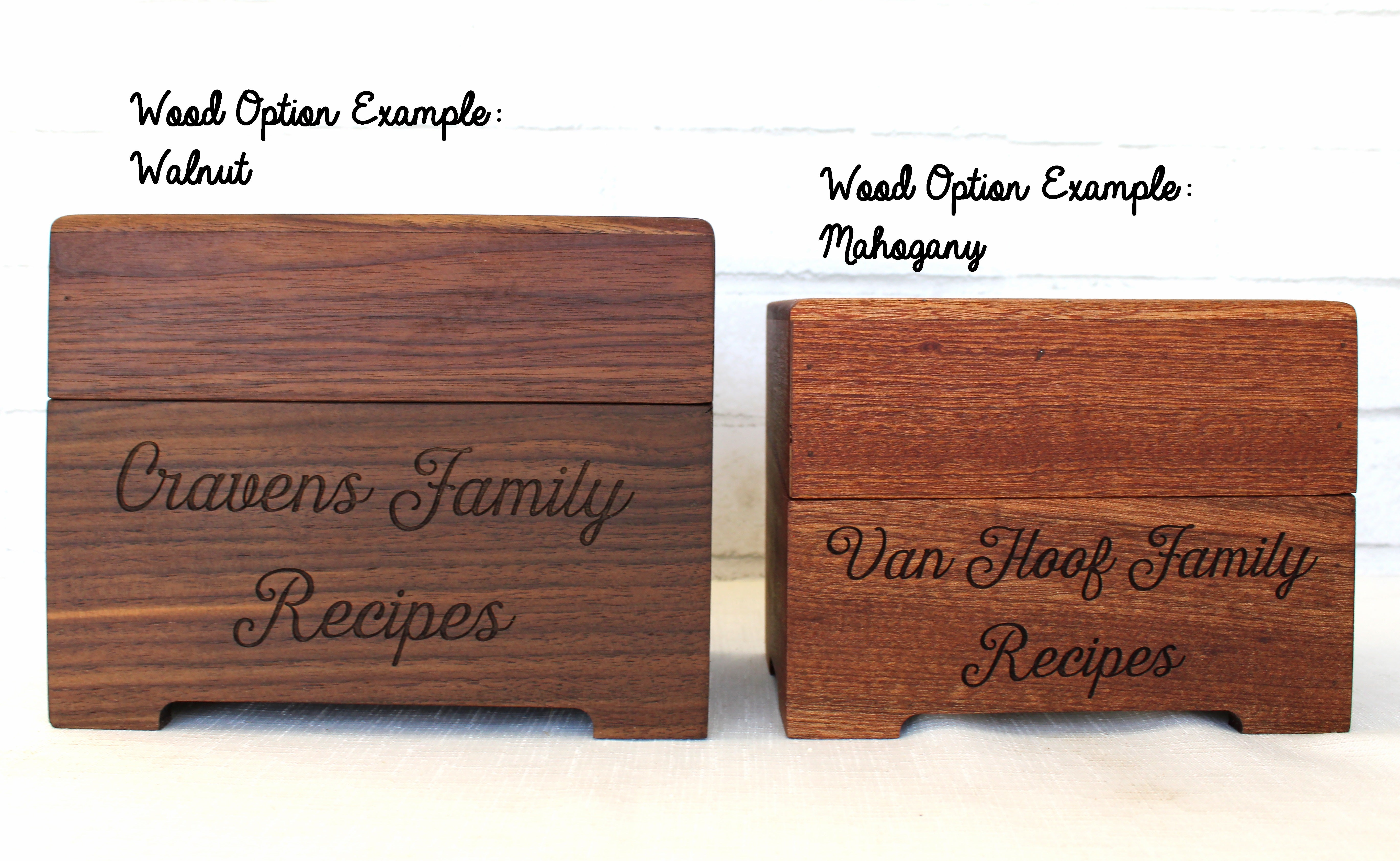 Wood Heirloom Recipe Boxes for 4x6 Cards Bridal Shower Recipe Box Kitchen  Recipe Storage Box Wedding Gift for Couple Fancy Engraved 
