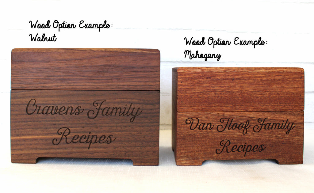 Wood Recipe Box - Engraved with Your Handwritten Recipe, Personalized - Cades and Birch 