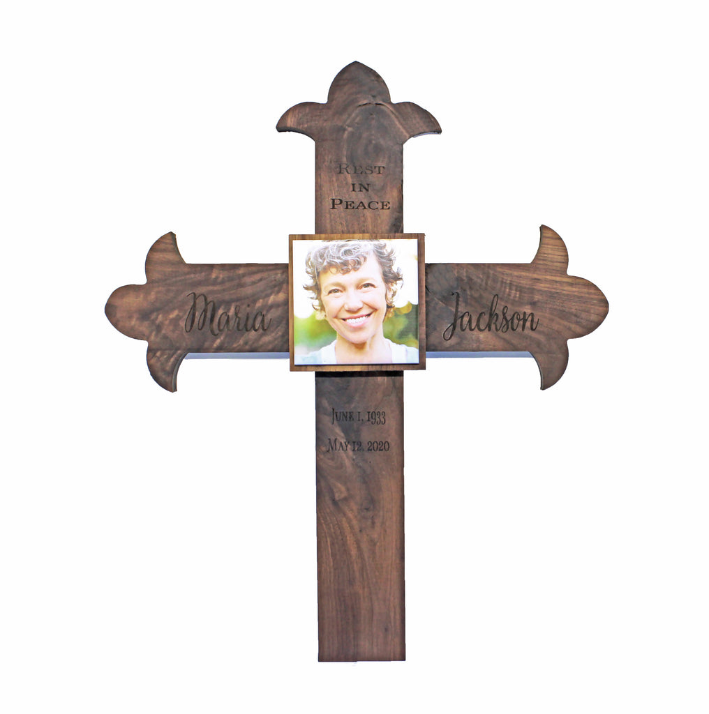 Memorial Cross Personalized for Your Loved One - Ornate Style - Cades and Birch 