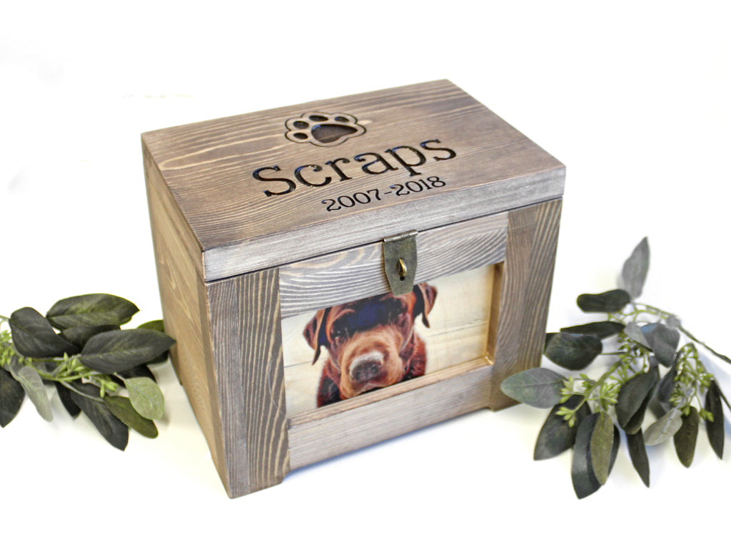 Pet Memory Box/Urn Dog Memorial Photo Frame Chest, Personalized - Cades and Birch 