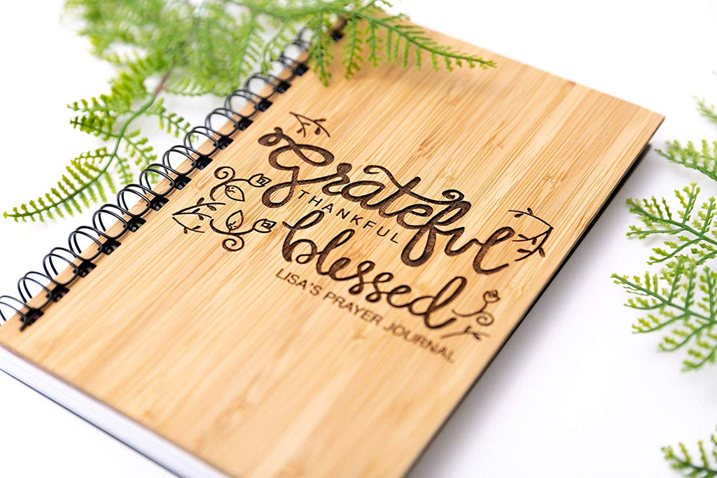 Grateful Thankful Blessed Wood Journal - Cades and Birch 