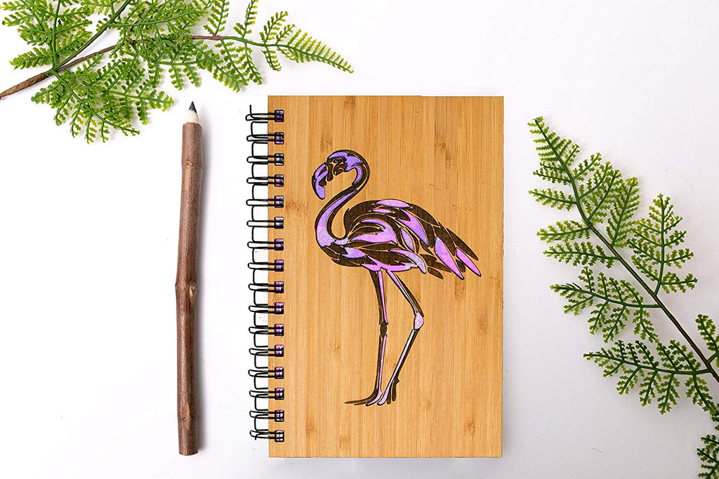 Pink Flamingo Personalized Wood Journal - Cades and Birch 