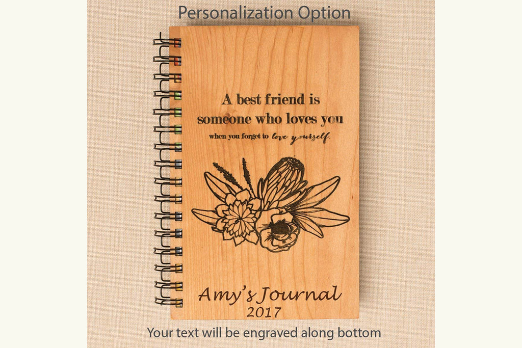 Best Friend Personalized Wood Journal - Cades and Birch 