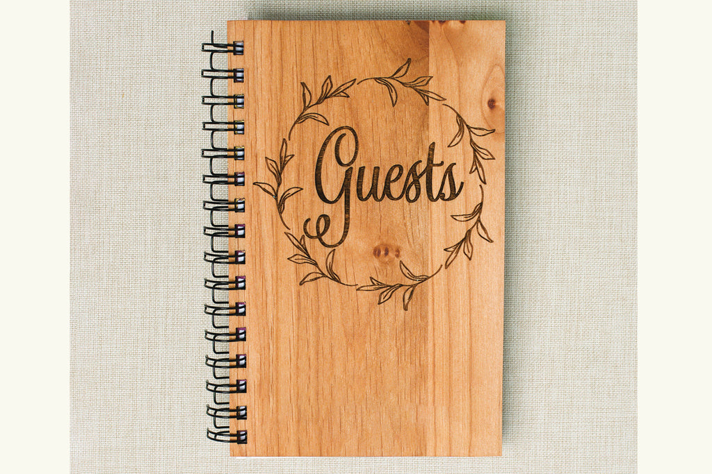 Wedding Guestbook, Personalized Wood Book Journal - Cades and Birch 