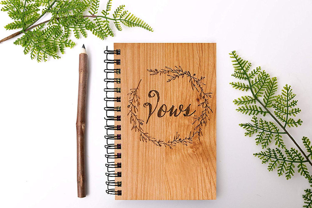 Wedding Vows Personalized Wood Book Journal - Cades and Birch 