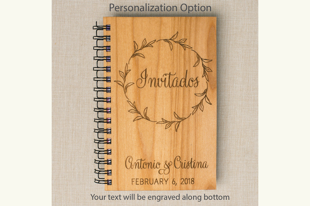 Invitados Personalized Wedding Guest Wood Journal - Cades and Birch 