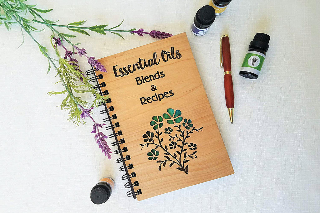 Essential Oil Flowers Personalized Wood Journal - Cades and Birch 