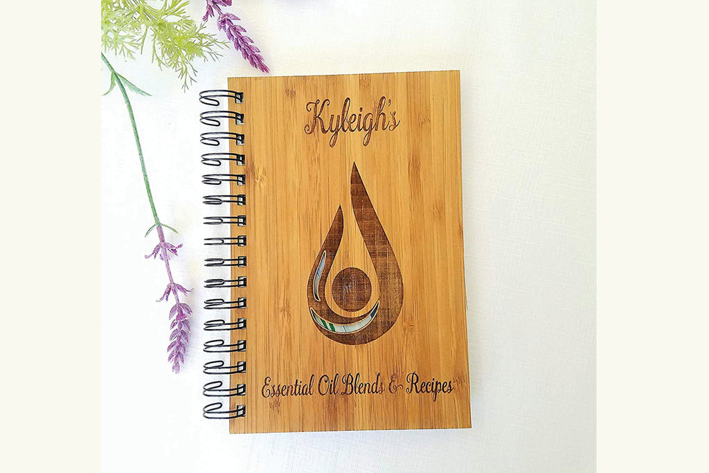 Essential Oil Drop Personalized Wood Journal - Cades and Birch 