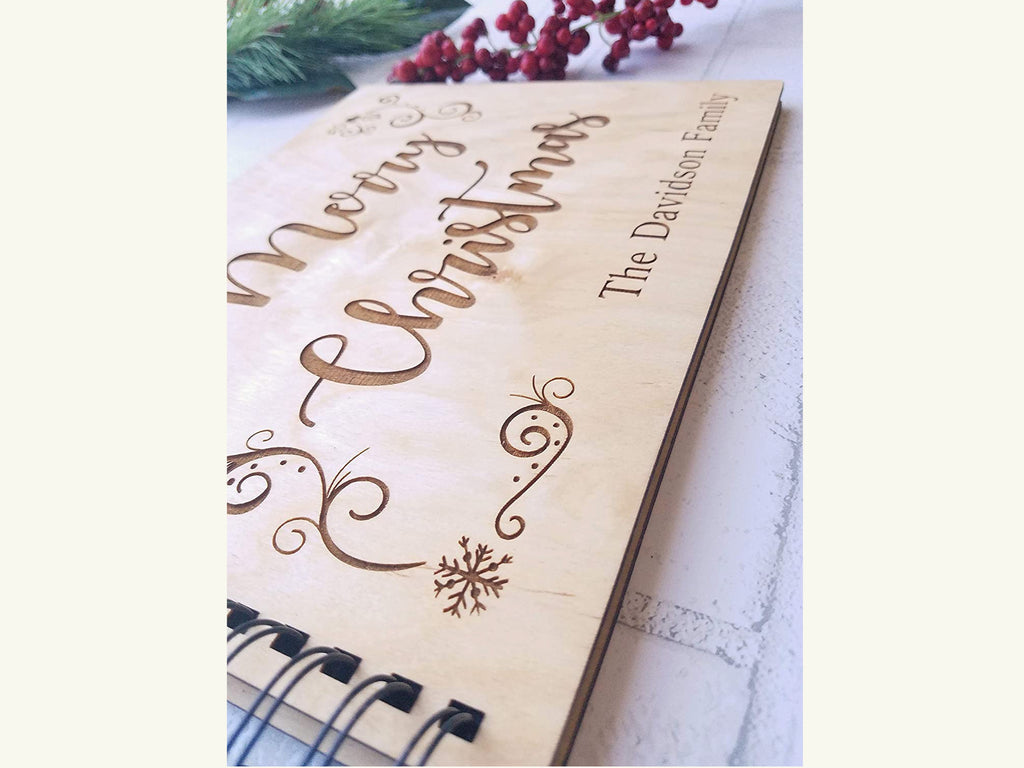 Merry Christmas Personalized Christmas Card Photo Album or Guest Book - Cades and Birch 