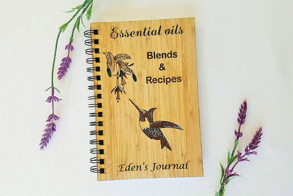Essential Oil Hummingbird Personalized Wood Journal - Cades and Birch 
