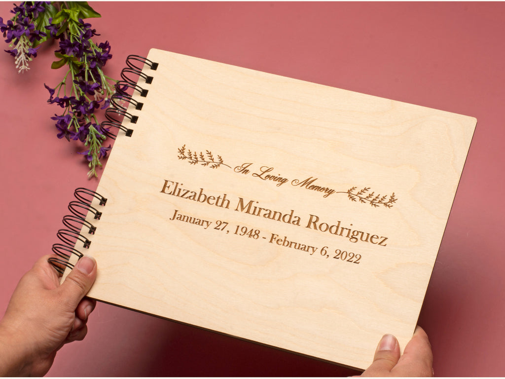 Memorial Guest Book or Memory Photo Album for Loved One with Personalized Engraving - Cades and Birch 