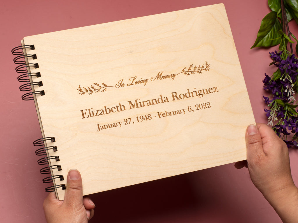 Memorial Guest Book or Memory Photo Album for Loved One with Personalized Engraving - Cades and Birch 