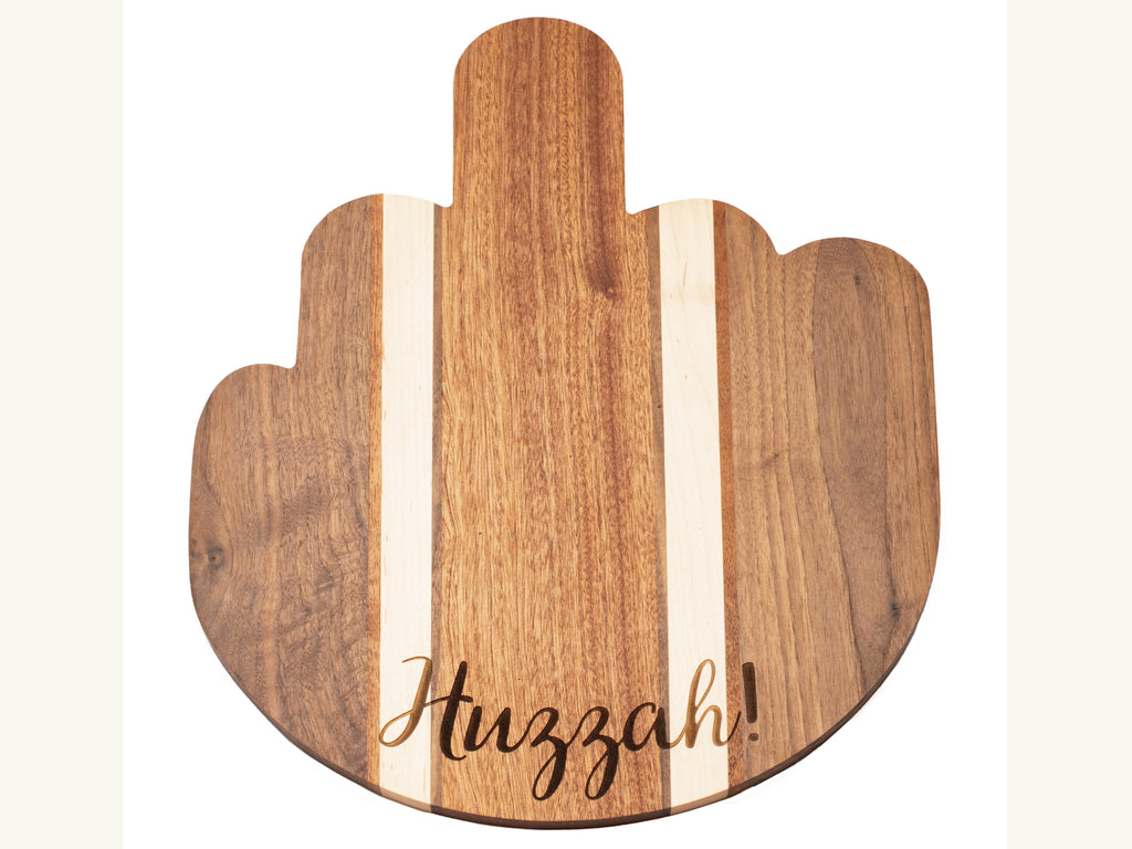 Handmade Hardwood Charcuterie / Cheese Board - Personalized Middle Finger Shape - Cades and Birch 