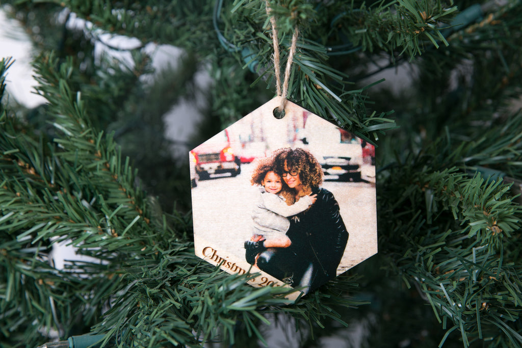 Photo Wood Hexagon Christmas Ornament - Your Custom Photo, Personalized - Cades and Birch 