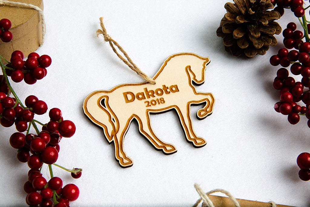 Horse Christmas Ornament - Personalized with Name and Date - Cades and Birch 