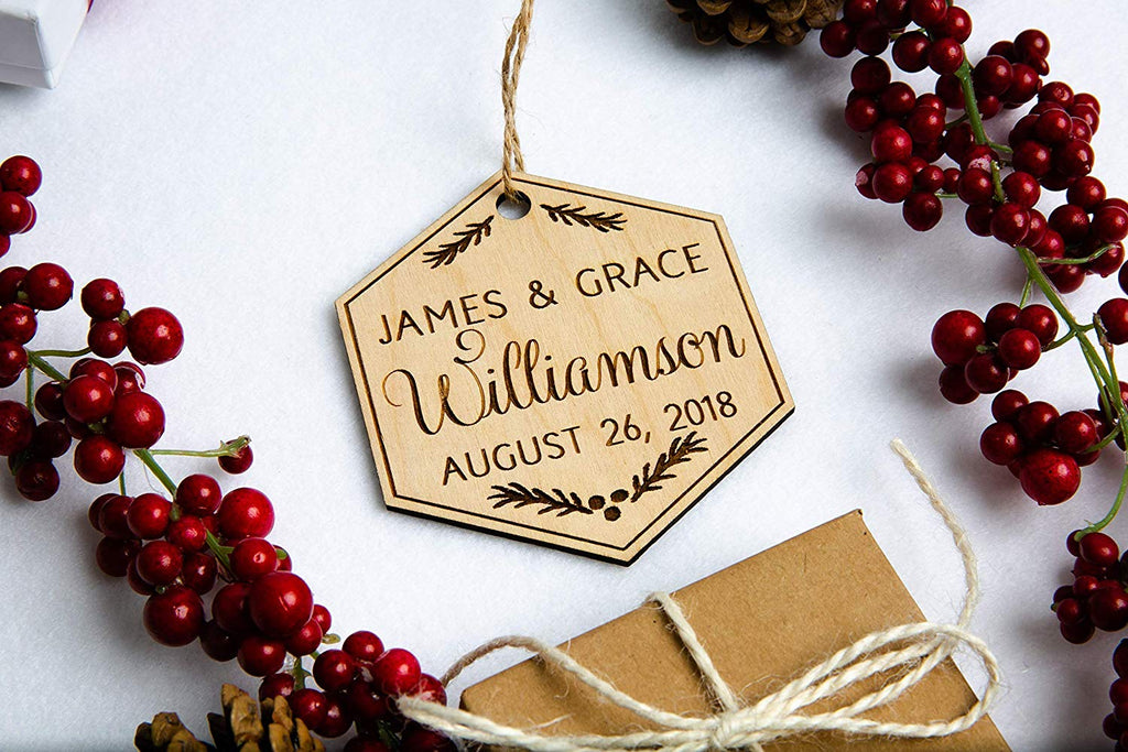 Our First Christmas Ornament - Holly Design, Personalized - Cades and Birch 
