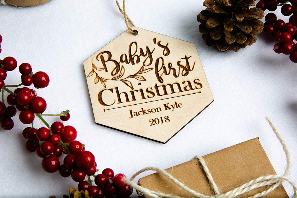 Baby's First Christmas Personalized Ornament - Hexagon - Cades and Birch 