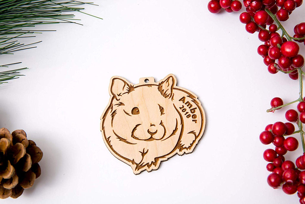 Hamster Christmas Ornament - Personalized with Name and Year - Cades and Birch 