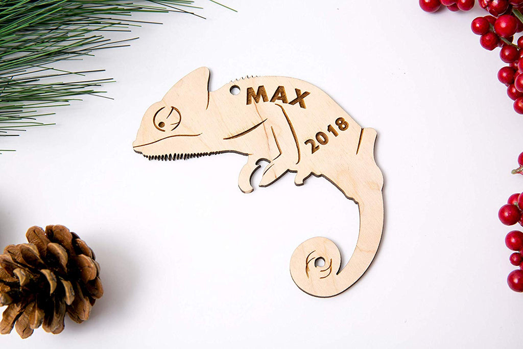 Chameleon Christmas Ornament - Personalized with Name and Year - Cades and Birch 