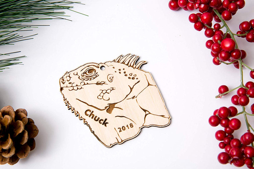 Iguana Head Christmas Ornament - Personalized with Name and Date - Cades and Birch 