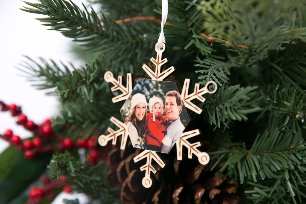 Snowflake - Personalized Photo Holiday Pop Out Card and Christmas Ornament - Cades and Birch 