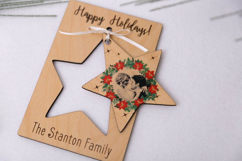 Star - Personalized Photo Holiday Pop Out Card and Christmas Ornament - Cades and Birch 
