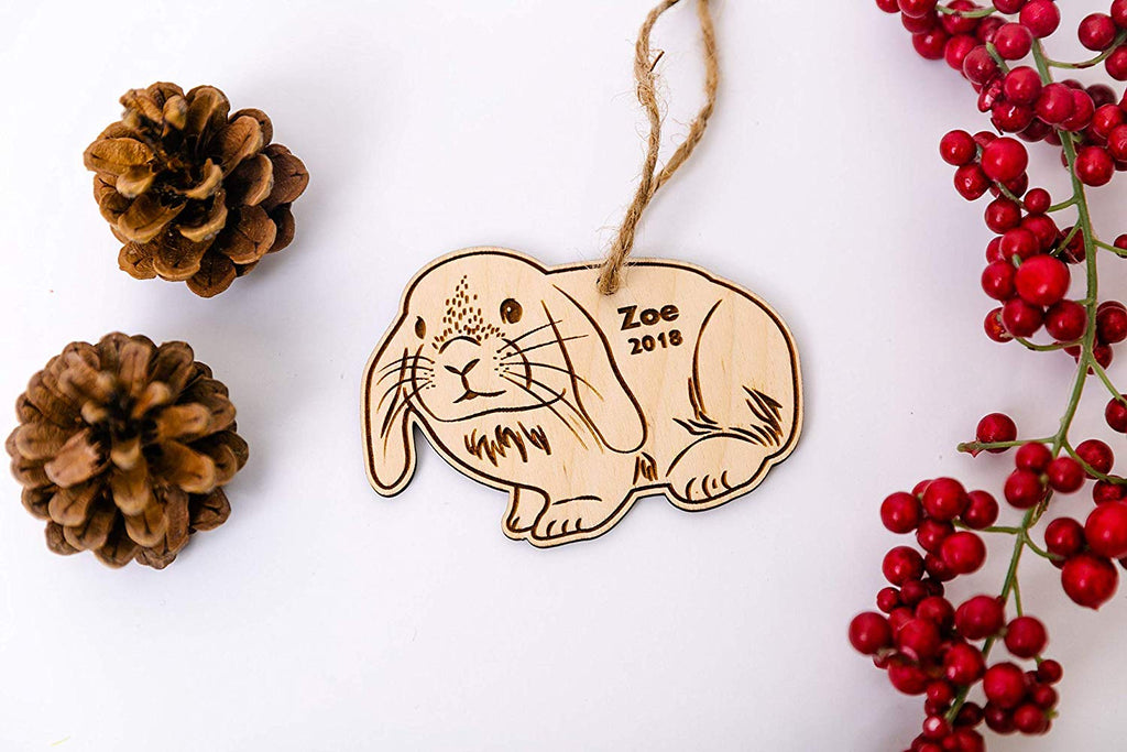 Bunny Christmas Ornament, Personalized with Name and Year - Cades and Birch 