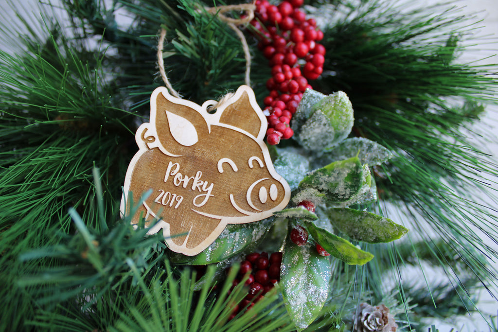 Piggy Personalized Christmas Ornament - Cades and Birch 