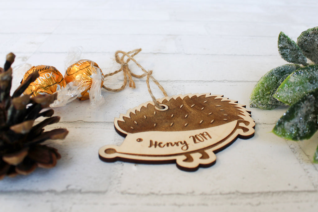 Hedgehog Christmas Ornament - Personalized with Name and Year - Cades and Birch 