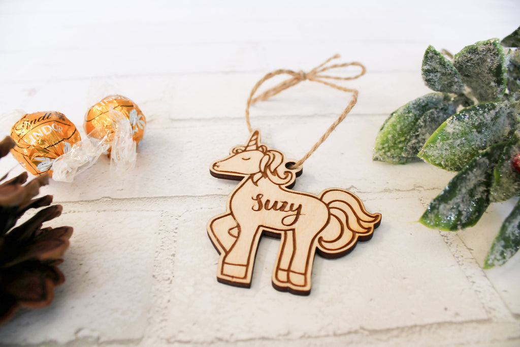 Unicorn Personalized Christmas Ornament - Cades and Birch 