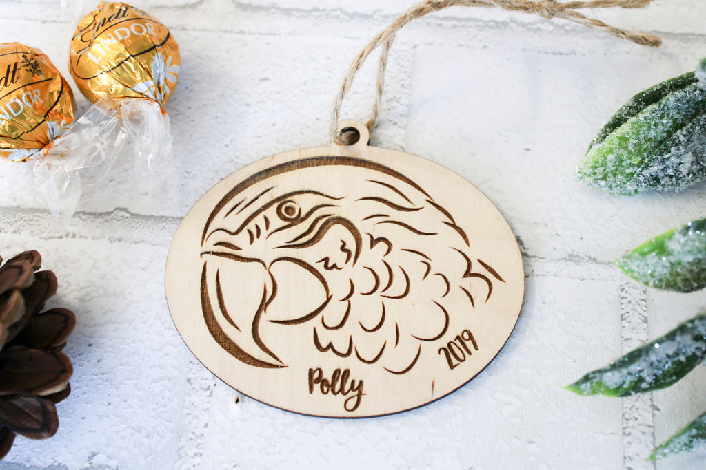 Macaw Christmas Ornament - Personalized with Name and Date - Cades and Birch 