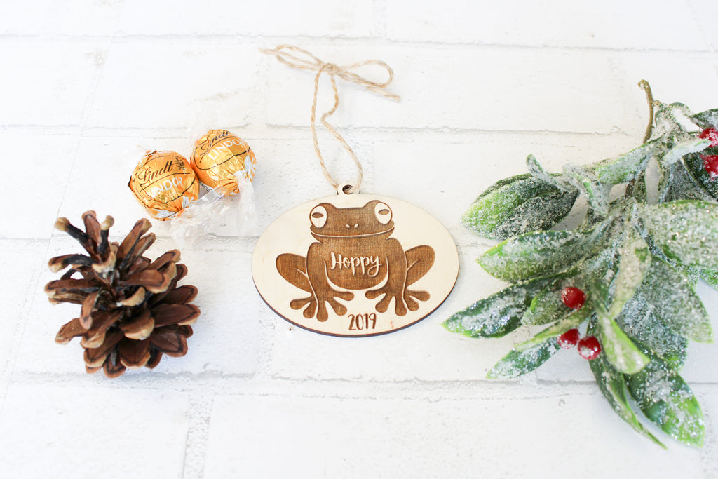 Frog Christmas Ornament - Personalized with Name and Year - Cades and Birch 