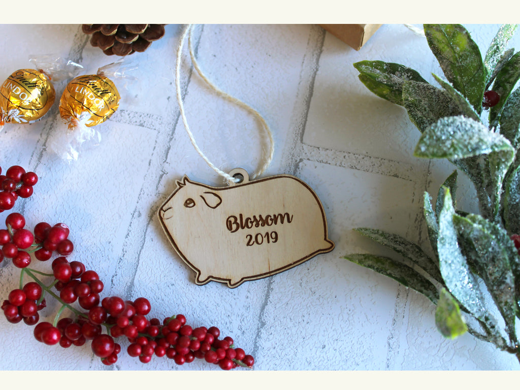 Guinea Pig Christmas Ornament - Personalized Name Year - Cades and Birch 