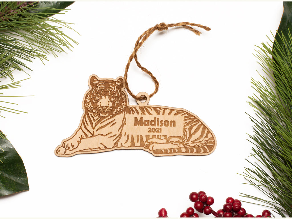 Tiger Christmas Ornament Personalized Name Year - Cades and Birch 