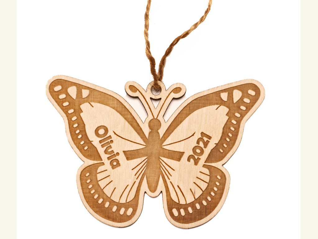 Butterfly Christmas Ornament Personalized Name Year - Cades and Birch 