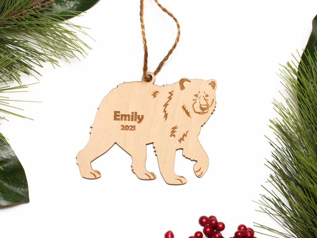 Bear Christmas Ornament Personalized Name Year - Cades and Birch 
