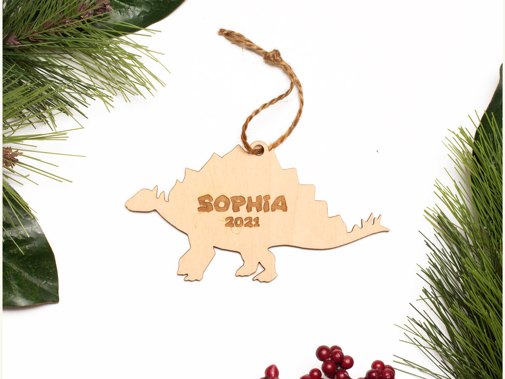 Stegosaurus Dinosaur Christmas Ornament Personalized Name Year - Cades and Birch 