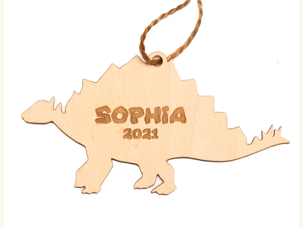 Stegosaurus Dinosaur Christmas Ornament Personalized Name Year - Cades and Birch 