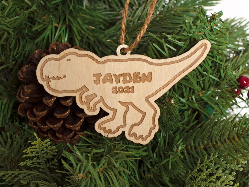 Tyrannosaurus Rex Christmas Ornament Personalized Name Year - Cades and Birch 
