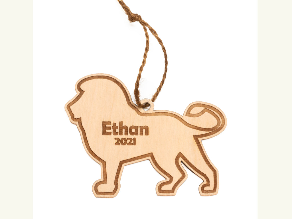 Lion Christmas Ornament Personalized Name Year - Cades and Birch 