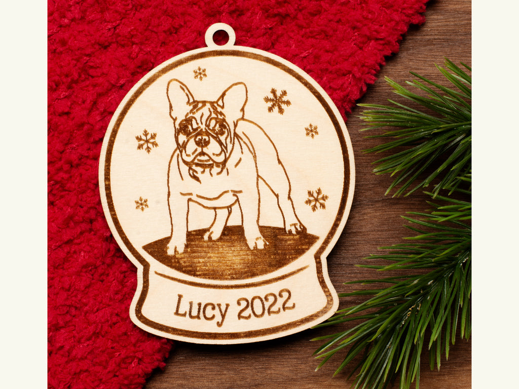 French Bulldog Snowglobe Christmas Ornament