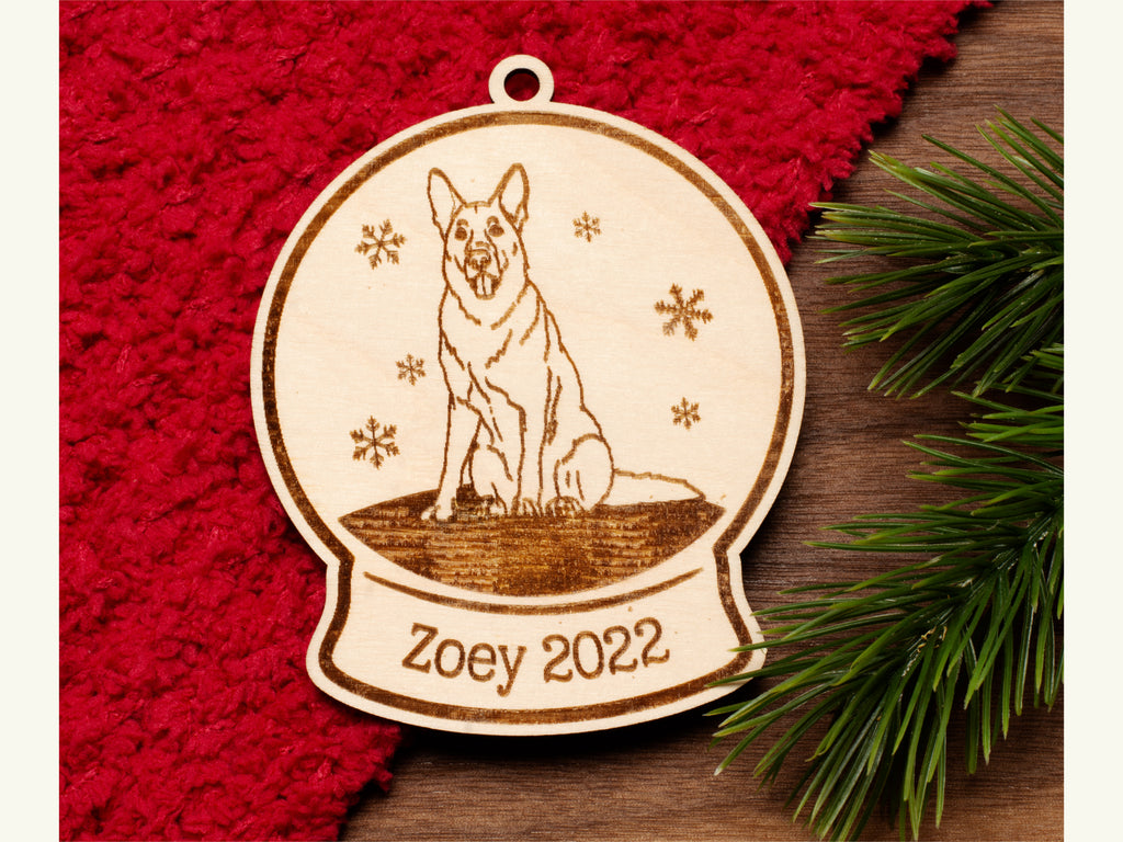 German Shepherd Dog Malinois Snowglobe Christmas Ornament