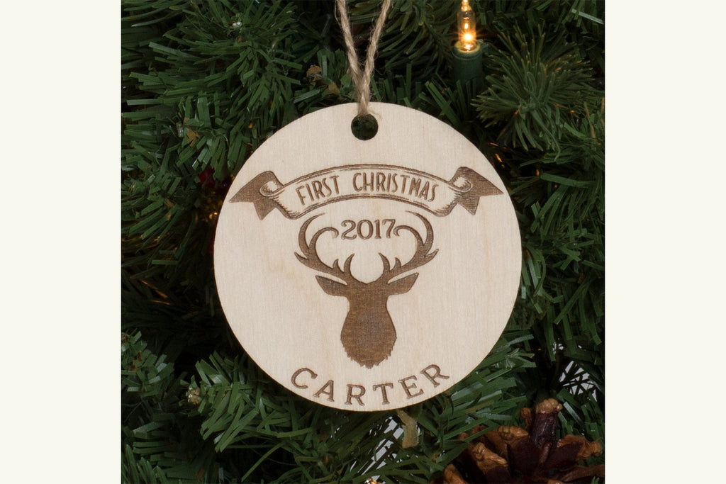Baby's First Christmas Personalized Ornament  - Deer - Cades and Birch 