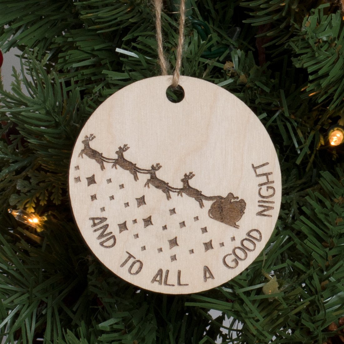 Christmas Ornament Engraved Wood - And to All a Good Night - Santa's S –  Cades and Birch