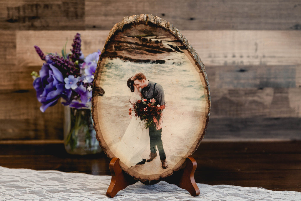 Photo Basswood Tree Slice Personalized with Your Picture Printed on Wood Slab - Cades and Birch 