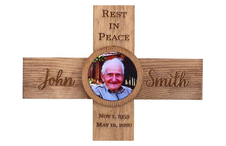 Memorial Cross with Roof - Personalized for Your Loved One - Cades and Birch 