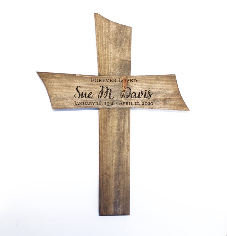 Memorial Cross Personalized for Your Loved One - Photo Option - Modern Style - Cades and Birch 