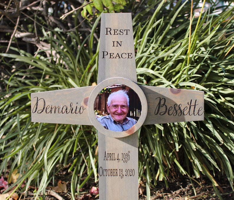 Memorial Cross Personalized for Your Loved One - Photo Option - Alternative Style - Cades and Birch 