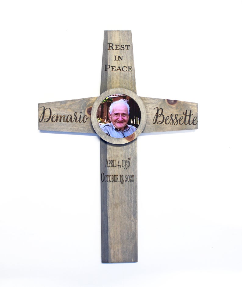 Memorial Cross Personalized for Your Loved One - Photo Option - Alternative Style - Cades and Birch 